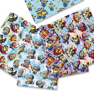 Minions Cotton Fabric – Cartoon Patchwork Textile for Sewing & Crafts