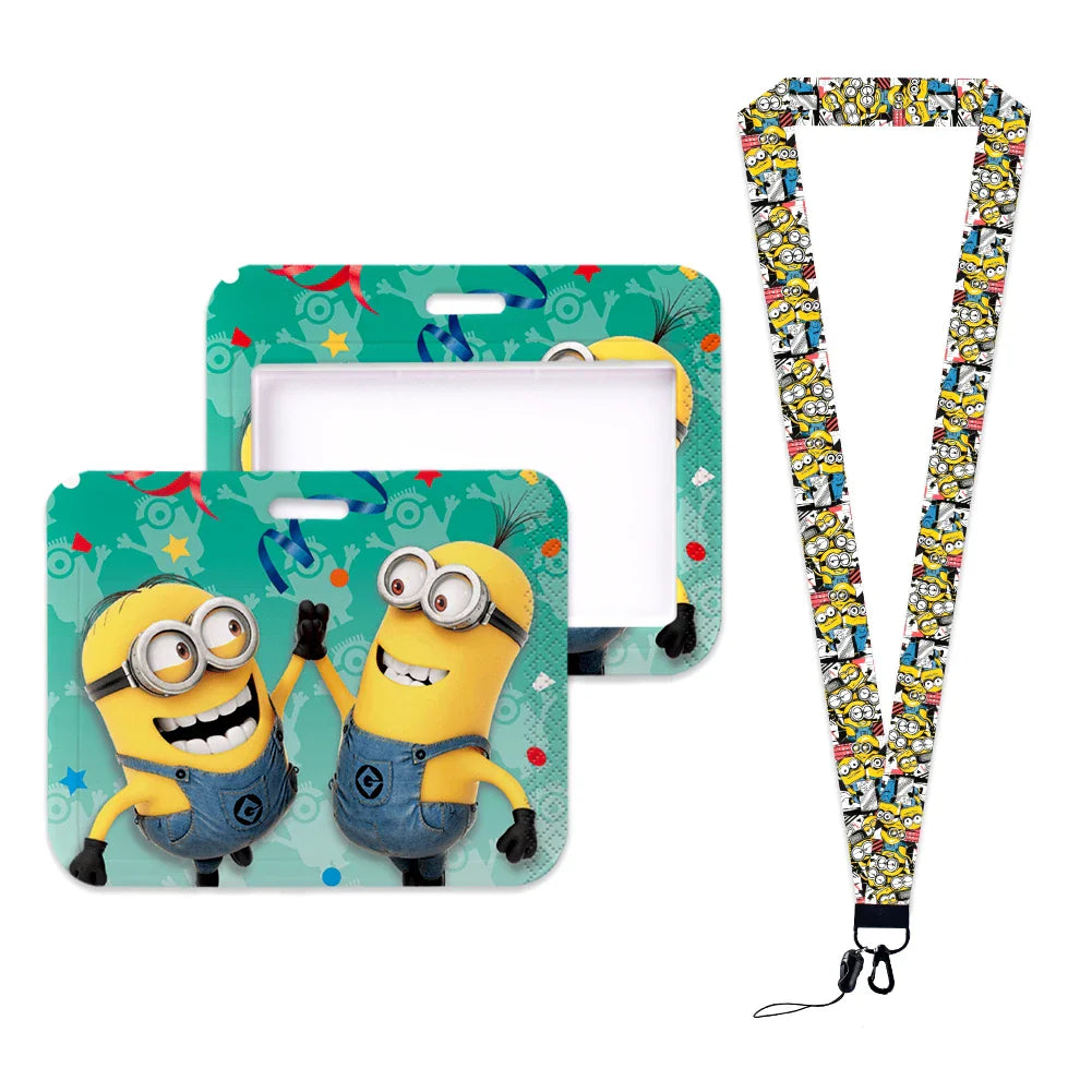 Minions Neck Lanyard Set – Cartoon Card Holder & Keychain for Students - Image 13