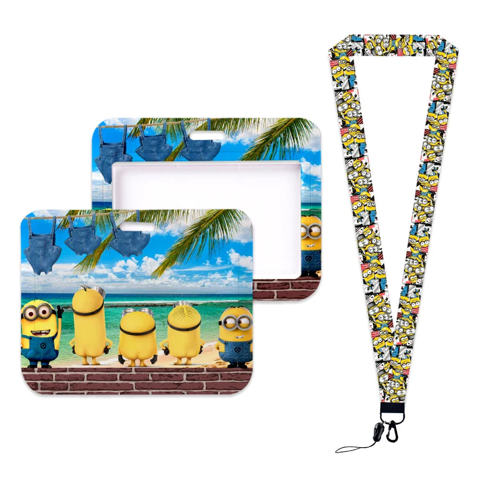 Minions Neck Lanyard Set – Cartoon Card Holder & Keychain for Students - Image 10
