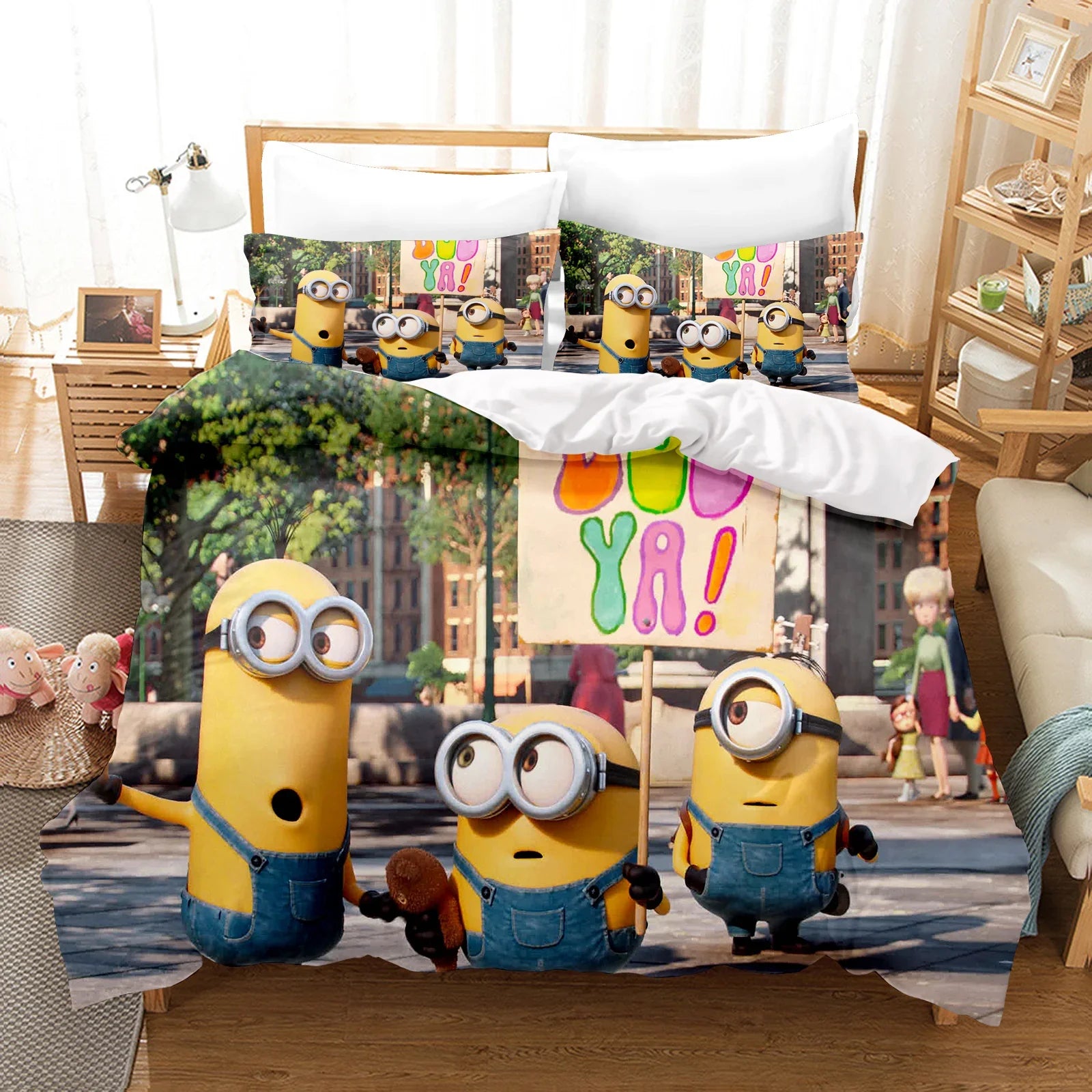 Minions Duvet Cover Set – 3-Piece Cartoon Bedding for Kids (Twin Size) - Image 9