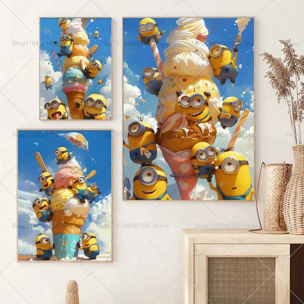 M-Minions Cartoon Cute Poster Self-Adhesive Art Sticker - Image 9