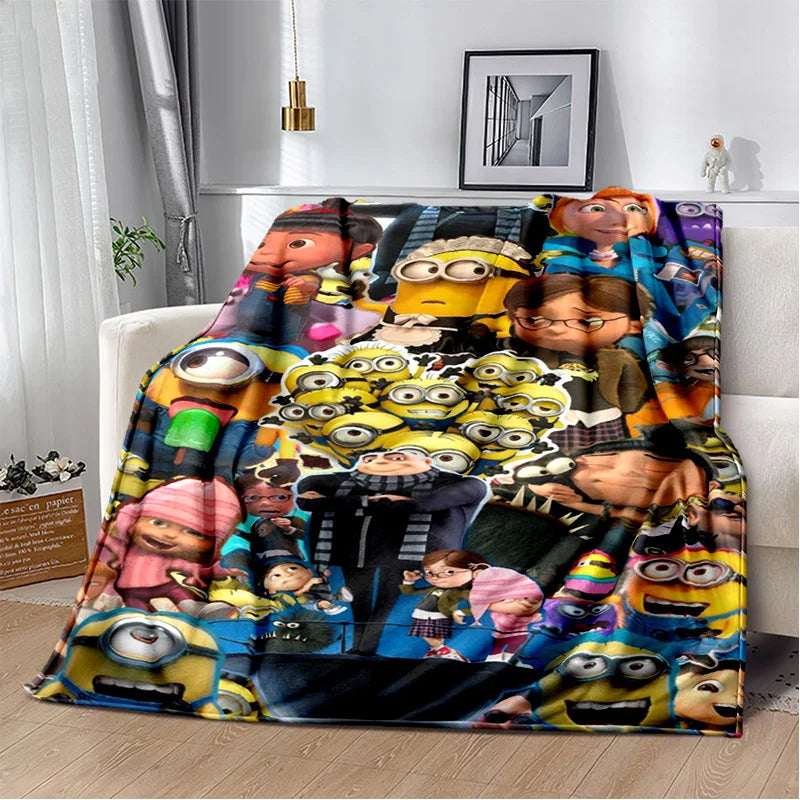 Kawaii Minions Flannel Blanket – Soft Throw for Bed, Sofa & Kids' Rooms - Image 24