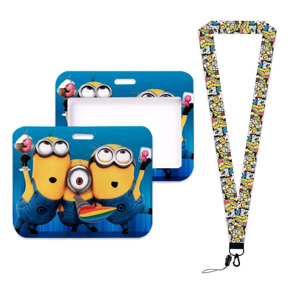 Minions Neck Lanyard Set – Cartoon Card Holder & Keychain for Students - Image 6
