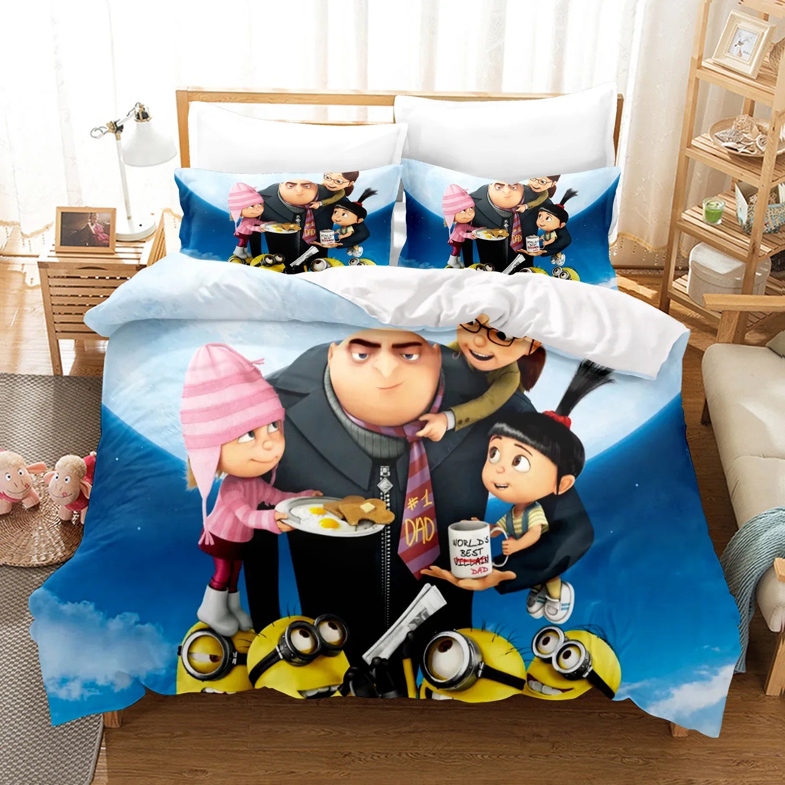 Minions Duvet Cover Set – 3-Piece Cartoon Bedding for Kids (Twin Size) - Image 12