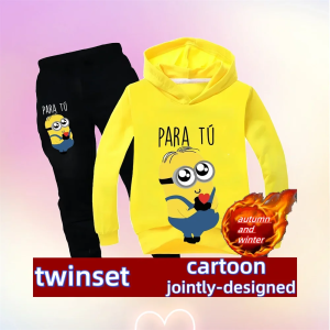 Minions Kids Hoodie & Pants Set – Autumn/Winter Kawaii Edition