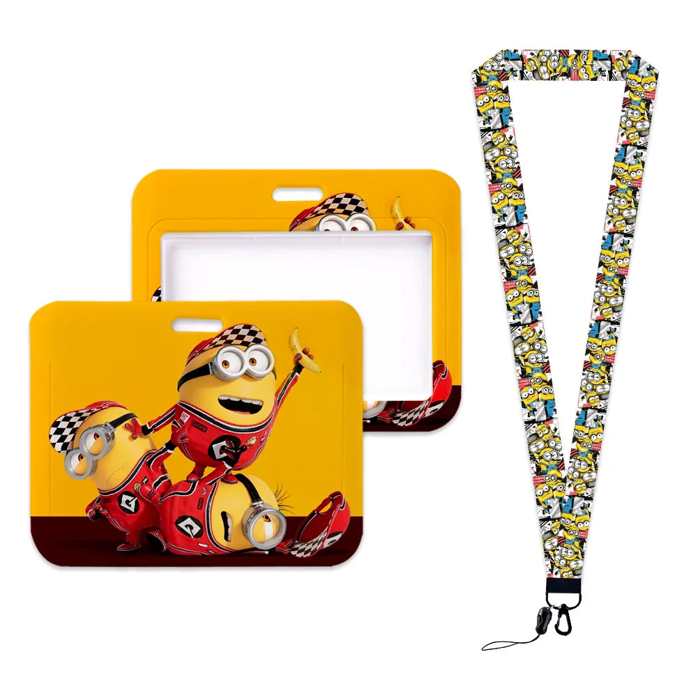 Minions Neck Lanyard Set – Cartoon Card Holder & Keychain for Students - Image 9