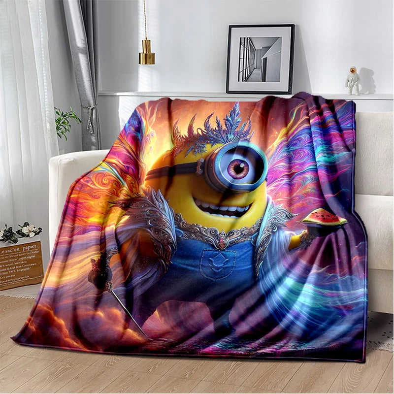 Kawaii Minions Flannel Blanket – Soft Throw for Bed, Sofa & Kids' Rooms - Image 18