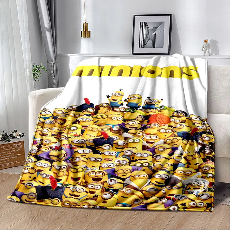 Kawaii Minions Flannel Blanket – Soft Throw for Bed, Sofa & Kids' Rooms - Image 10