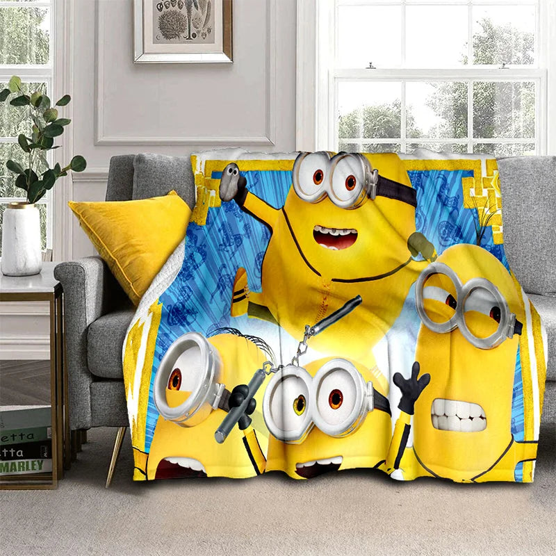 Kawaii Minions Flannel Blanket – Soft Throw for Bed, Sofa & Kids' Rooms - Image 28