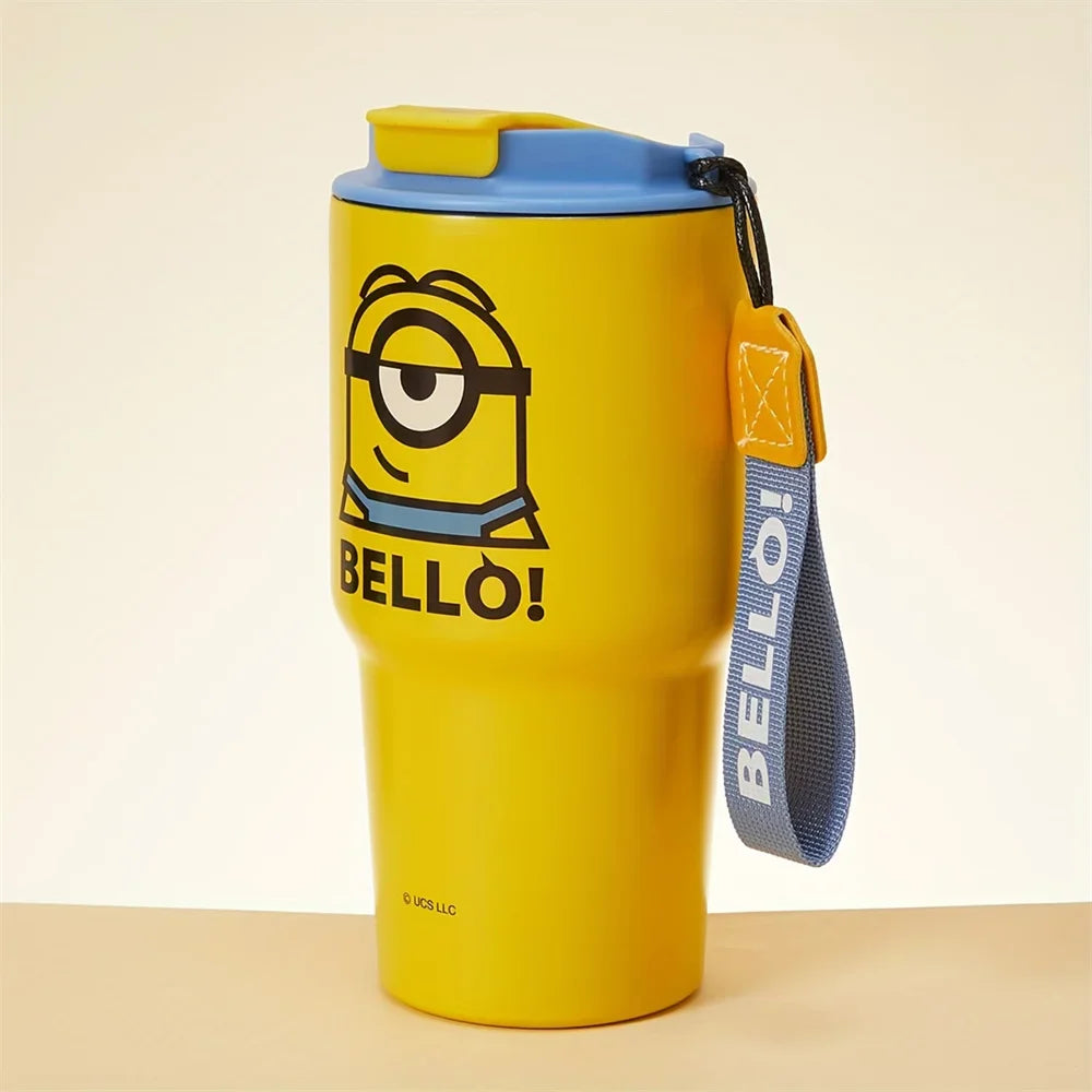 Miniso Minions 500ml Straw Cup – Cartoon Stainless Steel Bottle - Image 4