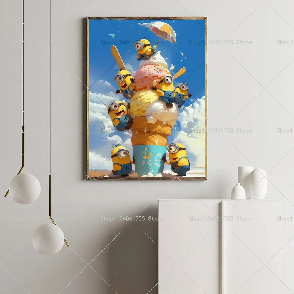 M-Minions Cartoon Cute Poster Self-Adhesive Art Sticker - Image 12